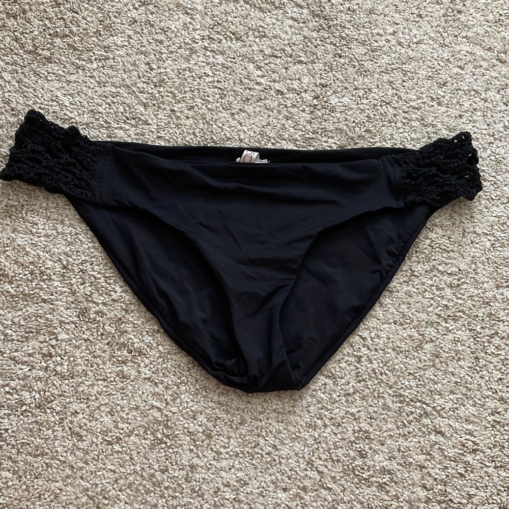 Becca Black Bikini Bottom with Side Slits Sz Large
